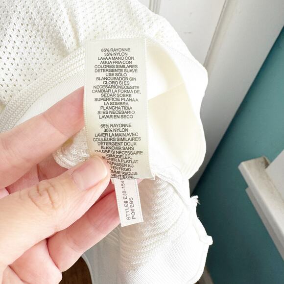 Eliza J Pointelle Knit Ruffle Hem Dress Ivory Petite Size Small NEW Textured - Picture 11 of 16